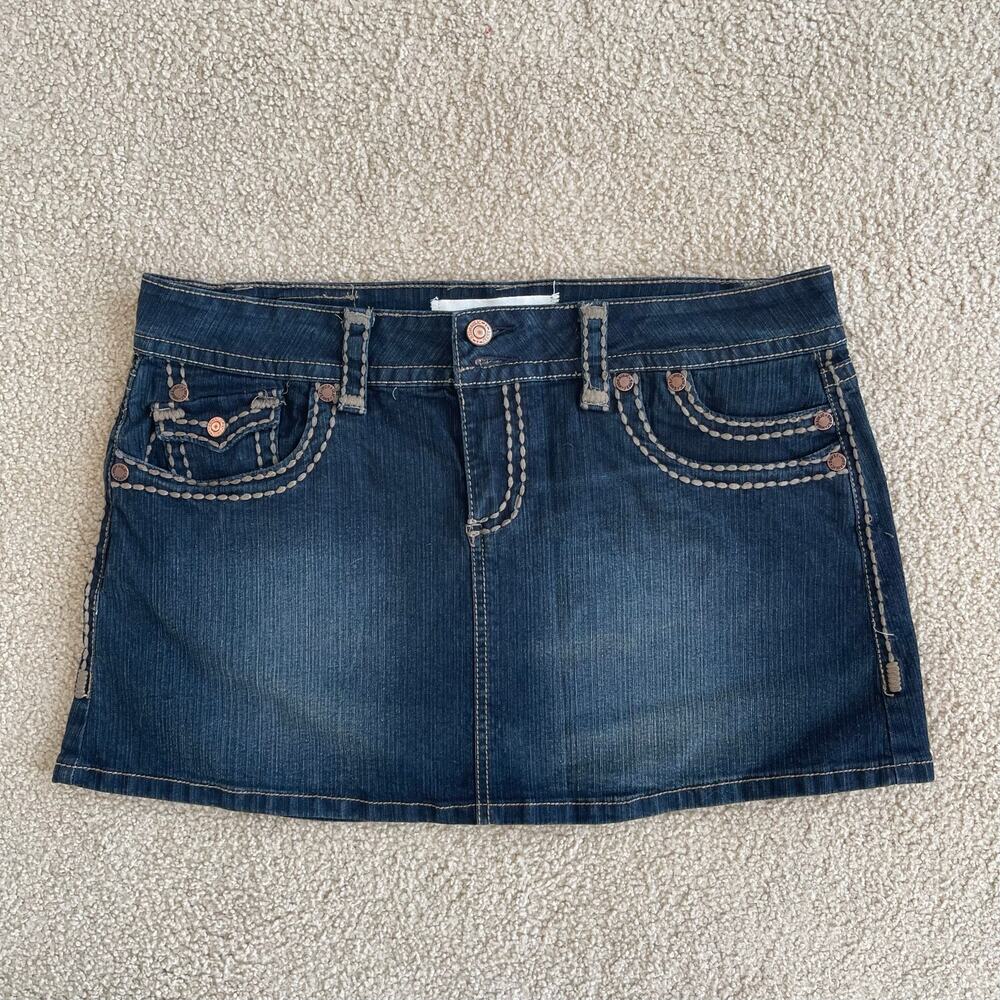 Vintage Y2K Hydraulic Denim Mini Skirt